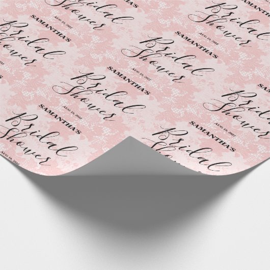 Roze Kanten Bruiloftsuitnodiging Cadeaupapier (Hoek)