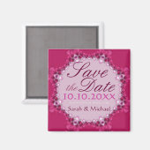 Roze Kanten Cirkel Save the Date Magneet (Voorkant / Achterkant)