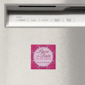 Roze Kanten Cirkel Save the Date Magneet (Insitu (Vaatwasser))