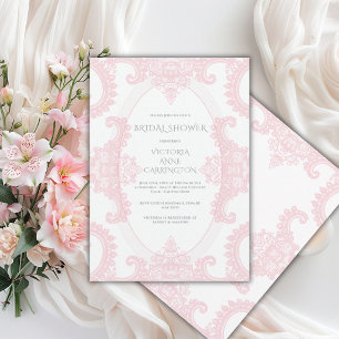Roze Kanten Fantasievolle Vintage Bruidsdouche Kaart