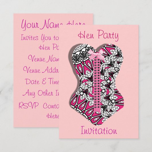 Roze Kanten Korset Meisjesachtig vrijgezellenfeest Kaart (Voorkant / Achterkant)