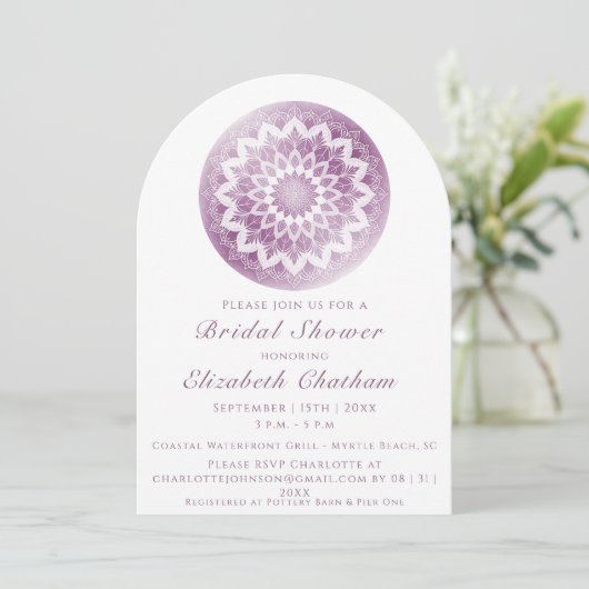 Roze Kanten Mandala Bruidsfeest Kaart (Staand voorkant)