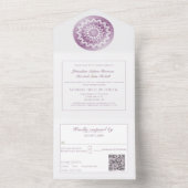 Roze Kanten Mandala Bruiloft All In One Uitnodiging (Binnen)