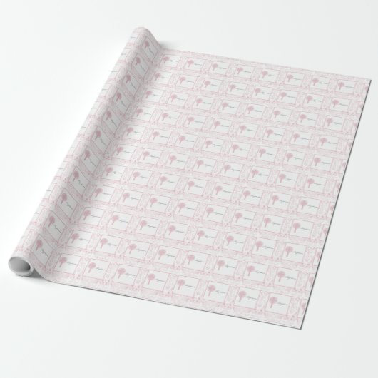 Roze Kanten Meisje Doop Cadeaupapier (Uitgerold)