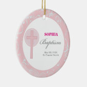 Roze Kanten Meisje Doop Keramisch Ornament (Rechts)
