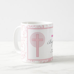 Roze Kanten Meisje Doop Koffiemok