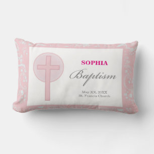 Roze Kanten Meisje Doop Kussen