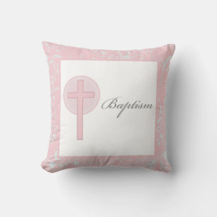 Roze Kanten Meisje Doop Kussen