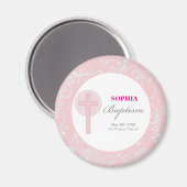 Roze Kanten Meisje Doop Magneet (Voorkant / Achterkant)