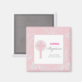 Roze Kanten Meisje Doop Magneet (Voorkant / Achterkant)