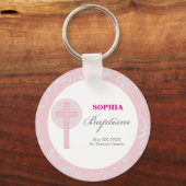 Roze Kanten Meisje Doop Sleutelhanger (Voorkant)
