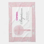 Roze Kanten Meisje Doop Theedoek (Verticaal)