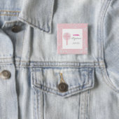 Roze Kanten Meisje Doop Vierkante Button 5,1 Cm (In situ)