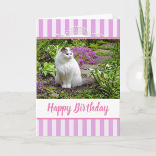 Roze Kanten Verjaardagskaart met Foto van Witte Ka Kaart