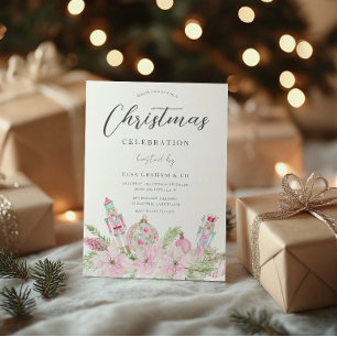 Roze kantoor bedrijfs kerstfeest viering kaart