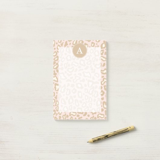 Roze Kantoor Leopard Monogram Post Post-it® Notes (Op bureau)