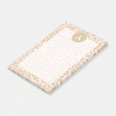Roze kantoor luipaard monogram Post It Notes cadea (Schuin)
