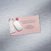 Roze Kantoor ruimteachtergrond Magnetisch Visitekaartje (Voorbeeld)