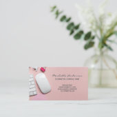 Roze Kantoor ruimteachtergrond Visitekaartje (Staand voorkant)