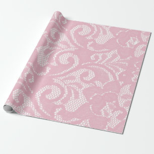 Roze kantpatroon  cadeaupapier