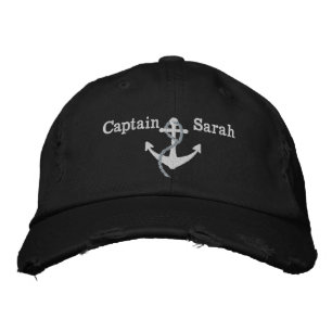 Roze Kapitein Nautical Anchor Name Hat van vrouwen Geborduurde Pet