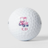 Roze kar monogram initialen golfballen (Voorkant)