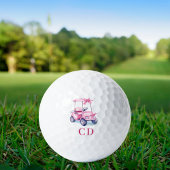 Roze kar monogram initialen golfballen