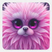Roze Karakter Vierkante Sticker (Voorkant)