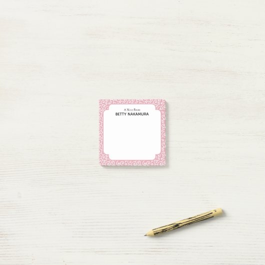 Roze Karakusa Japanse wijnstok patroon Post-it® Notes (Op bureau)