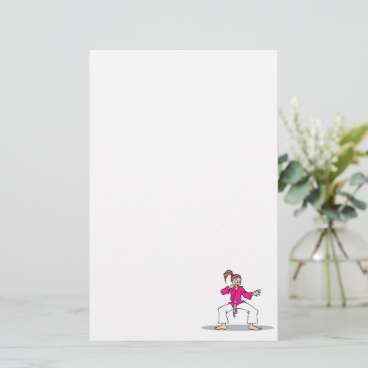Roze Karate Briefpapier (Staand voorkant)