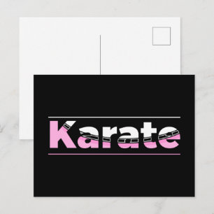 Roze Karate Martial Arts Moderne Typografie Briefkaart