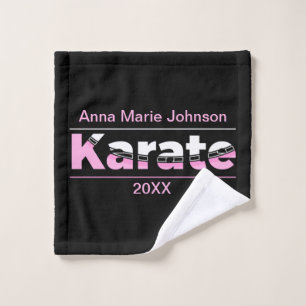 Roze Karate Martial Arts Moderne Typografie Washandje