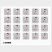 Roze Karate Meisje Verjaardag Vierkante Sticker (Vel)