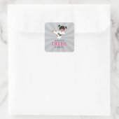 Roze Karate Meisje Verjaardag Vierkante Sticker (Tas)