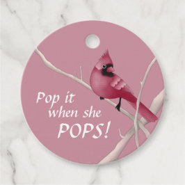 Roze kardinaal Baby shower Pop het als ze Pop. Bedankjes Labels