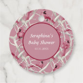 Roze kardinaal Baby shower Pop het als ze Pop. Bedankjes Labels (Achterkant)
