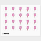 Roze karnaald katoenhoudend Snoep Floss Spun Sugar Ronde Sticker (Vel)