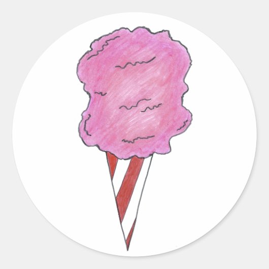 Roze karnaald katoenhoudend Snoep Floss Spun Sugar Ronde Sticker (Voorkant)