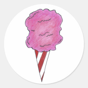 Roze karnaald katoenhoudend Snoep Floss Spun Sugar Ronde Sticker