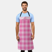 Roze Karo Gebrekkige Monogram Beginletters Schort (Gedragen)