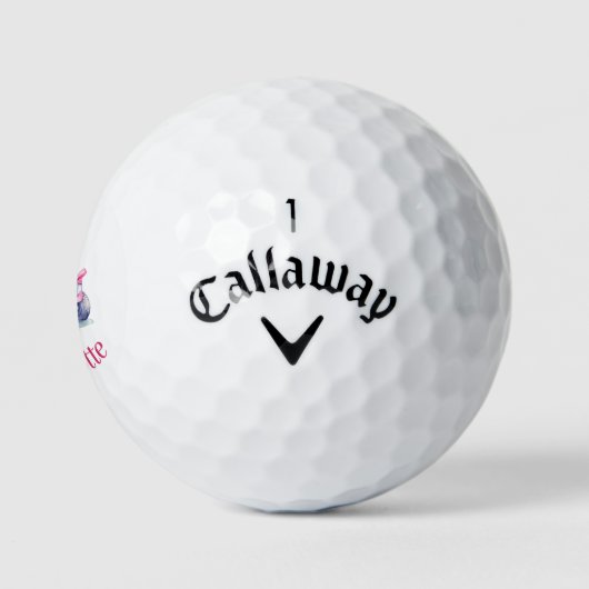 Roze karretjesnaam golfballen (Logo)