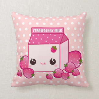 Roze karton met kawaii-aardbeien kussen