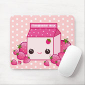 Roze karton met kawaii-aardbeien muismat (Met muis)