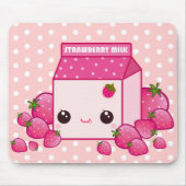 Roze karton met kawaii-aardbeien muismat (Voorkant)