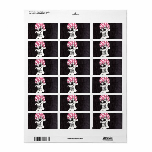 Roze karton Skull-labels Etiket (Full Sheet)