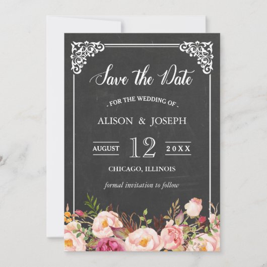 roze karton sparen de Datum Save The Date (Voorkant)