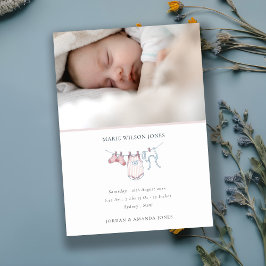 Roze kast Foto Baby geboorteaankondiging Bedankkaart