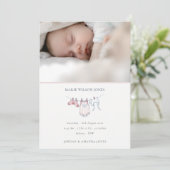 Roze kast Foto Baby geboorteaankondiging Bedankkaart (Staand voorkant)