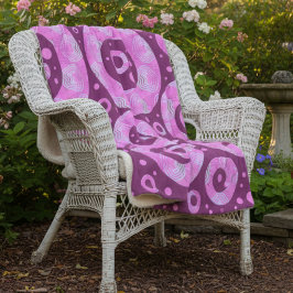 Roze kastanjebruine cirkels met geometrisch patroo sherpa deken