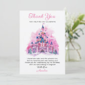 Roze Kasteel Aquarel 1e Verjaardag Dankjewelkaart Kaart (Staand voorkant)